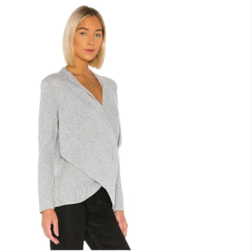 Revolve 1. State Cross Front Cozy Knit Top in Silver Heather S - Picture 4 of 14